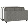 PE Rattan Pool Float Storage Organizer with Wheels, Mixed Gray