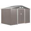 9x6 Metal Storage Shed, Tool Kit House with Foundation, 2 Sliding Door and 4 Vents, for Outdoor Backyard, Garden - Grey