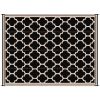 Outdoor Rug 9x12 Modern Reversible Folding Plastic Four Straps for Backyard Deck Picnic Camping Black Beige