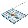 Stained Glass Window Panel, 26 x 16 in, Tiffany Style Hanging Transom Window Panel with Chain, Large Horizontal Rectangle Stain Glass