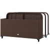 PE Rattan Pool Float Storage Organizer with Wheels, Brown