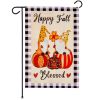 Garden Flag Happy Fall Blessed Two Gnomes Sitting on Pumpkins 12x18 inch Blockout Fabric Double Sided