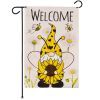 Garden Flag Welcome Bee Gnome with Sunflower 12x18 inch Blockout Fabric Double Sided