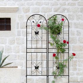 2 Pack Metal Garden Trellis 71" x 19.7" Rustproof Trellis for Climbing Plants Outdoor Flower Support Black