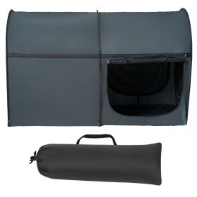 Bed Tent, Pongee Fabric, 4 Doors Breathable Dream Tent with 0.28 in Fiber Poles on Bed Privacy, Full Size Block out Light Sleeping Bed Canopy