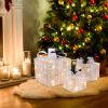 3pcs Square ABS Plastic Rack Garden Festive Decoration LED60 Light Warm White Light Cotton Thread Powder Gift Box