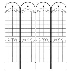 4 Pack Metal Garden Trellis for Climbing Plants Outdoor 86.7'' x 19.7'' Rustproof Plant Support Rose Trellis Netting Trellis Black