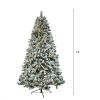 6 FT Pre-lit Snow Flocked Christmas Tree, Artificial Hinged Xmas Pine Tree with 800 Branch Tips, 300 Lights for Holiday Party Office Home, Snowy Green