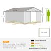 12.6' x 11' Metal Storage Shed, Garden Tool House with Double Sliding Doors, 4 Air Vents for Backyard, Patio & Lawn, Dark Gray
