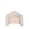 15' x 25' RV/Motorhome Storage Shelter, 17 oz PVC Fabric Cover, Front Roll-Up Door, Enclosed Rear Wall, 3-Layer Galvanized Steel Frame