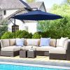 10' Cantilever Tilt Offset Patio Umbrella w/ UV & Water Safe Material & Cross Base (Weight Not Included), Navy Blue