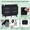 Black Camping Kitchen Table with Storage Shelves