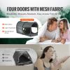 Bed Tent, Pongee Fabric, 4 Doors Breathable Dream Tent with 0.28 in Fiber Poles on Bed Privacy, Full Size Block out Light Sleeping Bed Canopy
