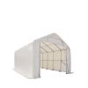 15' x 25' RV/Motorhome Storage Shelter, 17 oz PVC Fabric Cover, Front Roll-Up Door, Enclosed Rear Wall, 3-Layer Galvanized Steel Frame