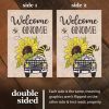 Garden Flag Welcome Gnome Sunflower Car 12x18 Inch Printed Burlap Polyester Everyday Decoration