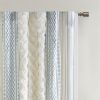 Cotton Printed Curtain Panel with Chenille Stripe and Lining White/Navy 50x84"