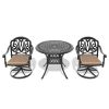 3-Piece All-Weather Cast Aluminum Dining Set, Include 2 Swivel Chairs and 35.43" Round Table With Black Frame
