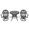 3-Piece All-Weather Cast Aluminum Dining Set, Include 2 Swivel Chairs and 35.43" Round Table With Black Frame