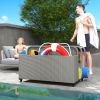 PE Rattan Pool Float Storage Organizer with Wheels, Mixed Gray