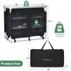 Black Camping Kitchen Table with Storage Shelves