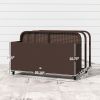 PE Rattan Pool Float Storage Organizer with Wheels, Brown
